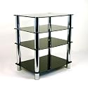 Centurion GT-6 Black Glass and Chrome TV Table Stand Shelving for DVD Player, Video Recorder, Satellite Receiver, or Home cinema Equipment