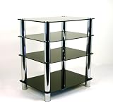 Centurion GT-6 Black Glass and Chrome TV Table Stand Shelving for DVD Player, Video Recorder, Satellite Receiver, or Home cinema Equipment