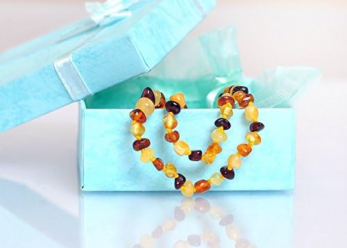 Baltic Amber Teething Necklace For Babies (UNISEX) - With Blue GIFT BOX &amp; 2 FREE Kids Stories Ebooks - Anti Flammatory, Drooling &amp; Teething Pain Reduce Properties-FINEST QUALITY Of Certificated Baltic Amber Jewellery, Includes ORIGINAL Certification, BUY NOW!