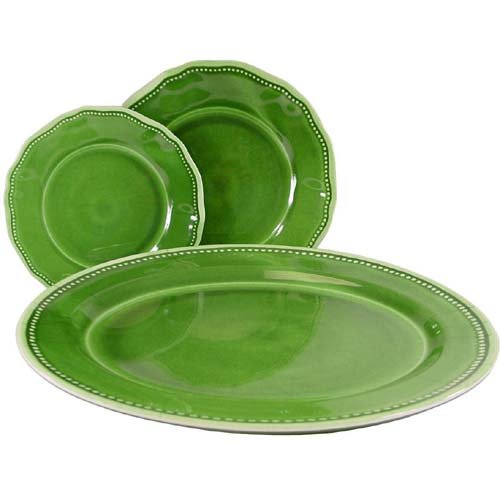 Le Cadeaux Triple Weight Melamine 9 Piece Dinnerware Set Solid Green
