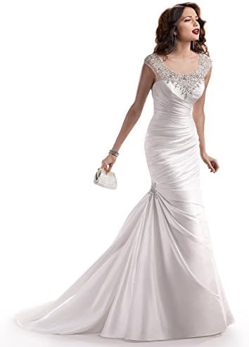 Ulass Crystal Taffeta Mermaid Wedding Dresses 2014 Bridal Gown (US4, ivory)