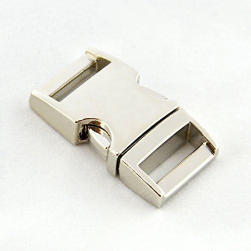 BUYBEST 10 PCS 5/8 inch (15mm) Flat Silver Color Metal Side Release Buckles for Camping Bag Webbings Straps with free Cable Organizer