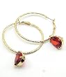 Sparkling Red Crystal Tear Drop Gold Hoop Earrings Fashion Jewelry