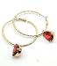 Sparkling Red Crystal Tear Drop Gold Hoop Earrings Fashion Jewelry