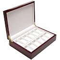 Rosewood Watch Display Storage Case With High Gloss Piano Finish Holds 12 Watches