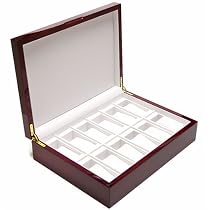 Rosewood Watch Display Storage Case With High Gloss Piano Finish Holds 12 Watches