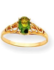 MadiK® Childrens 14K Yellow Gold Synthetic Oval Peridot Polished Ring Sz 3