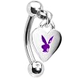 Playboy Heart Purple Rabbit Head Curved Eyebrow Ring