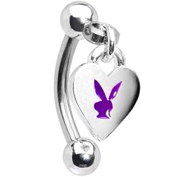 Playboy Heart Purple Rabbit Head Curved Eyebrow Ring