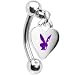 Playboy Heart Purple Rabbit Head Curved Eyebrow Ring