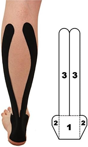 5 Pack - Kindmax Kinesiology Tape Precut Calf & Achilles Support (Black) - K Tape for Calf & Achilles Tendon Injuries