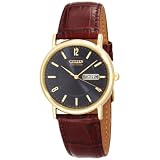 Citizen Men's BM8242-08E Eco-Drive Gold-Tone Leather Watch