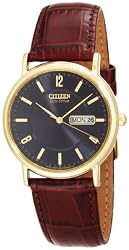 Citizen Men's BM8242-08E Eco-Drive Gold-Tone Leather Watch
