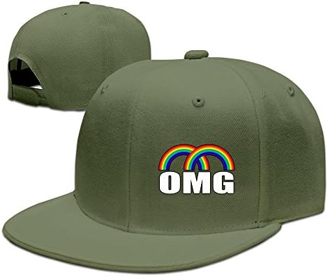 Omg Double Rainbow Baseball Flat Bill Hat,Hiphop Adjustbale Cap
