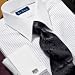 Trim Fit Fine Line Herringbone White Collar Dress Shirt