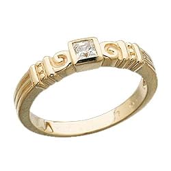 14Kt Yellow Gold Egyptian Style Diamond Solitaire Ring