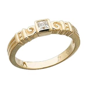 14Kt Yellow Gold Egyptian Style Diamond Solitaire Ring