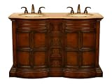 55 Bathroom Furniture Travertine Top Double Sink Vanity Cabinet 149T