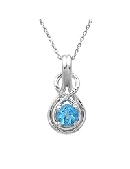Swiss Blue Topaz Infinity Love Knot Pendant-Necklace in Sterling Silver (1ct tw)