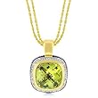14k Gold Plated Double-Stranded Fashion Necklace with Peridot Pendant- 16 IN