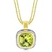 14k Gold Plated Double-Stranded Fashion Necklace with Peridot Pendant- 16 IN