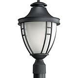 Progress Lighting P5402-31 1-Light Post Lantern with Etched Glass In Black Finish, Textured Black
