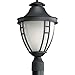 Progress Lighting P5402-31 1-Light Post Lantern with Etched Glass In Black Finish, Textured Black