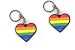 Gay Rainbow Hearts Keychains set for Girlfriends or Boyfriends ~ Share a set of these colorful gay pride flags on a heart keychain!