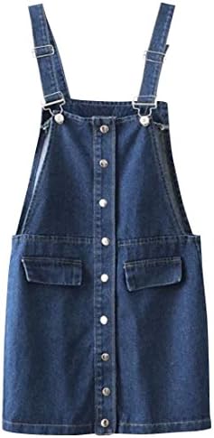Azbro Women's Blue Wash Denim Suspender Mini Dress