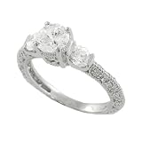 Sterling Silver Circle Cut CZ Ring with Three Stones