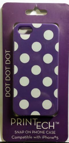Printech Snap on Phone Case for iPhone 5 - Purple w/ White Polka Dots