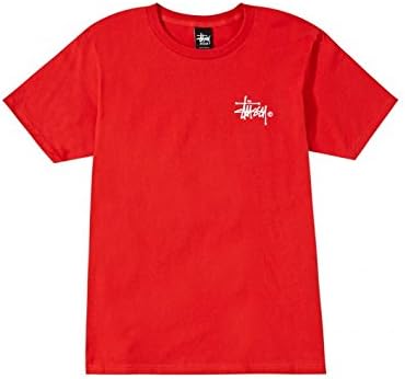 Stussy Mens Basic Logo Short-Sleeve Shirt, Brite Red, Large