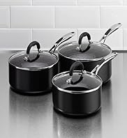 3 Piece Black Aluminium Saucepan Set