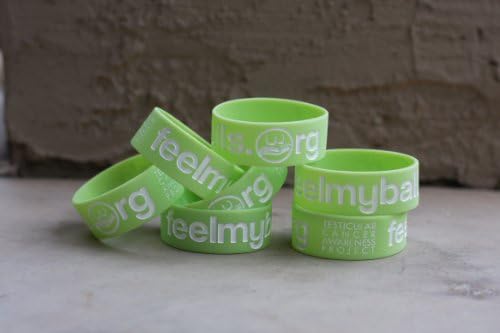 Feelmyballs.org - Lime Green band w/ White Lettering for Testicular Cancer Awareness Wristband