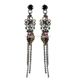 Leaf Earrings Long Dangling Vintage Style