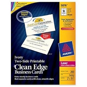 Avery 5876 Two-Side Printable Clean Edge� Business Cards for Laser Printers Ivory, Pack of 200