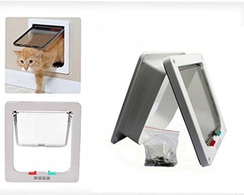 Xefeel Medium Cat Flap,4-Way Locking Indoor/Outdoor Pet Door Kit for Cats and Small Dogs with Telescopic Frame