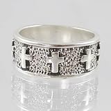 Wide Sterling Silver Cross Ring, #2595-8