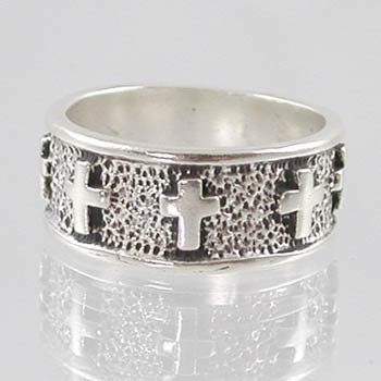 Wide Sterling Silver Cross Ring, #2595-8