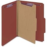 Smead Pressboard Classification File Folder with SafeSHIELD&reg; Fasteners, 1 Divider, 2" Expansion, Letter Size, Red, 10 per Box (13775)
