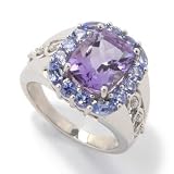 Sterling Silver / Platinum Amethyst, Blue-Violet Tanzanite & Diamond Ring