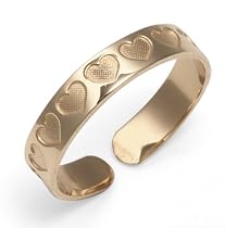 14k Yellow Gold Diamond-cut Heart Toe Ring