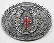 Diamondcut Red Enamel Cross w/Horseshoe Buckle,RELIGIOUS BUCKLE