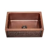 Apron 16-gauge Hammered Copper Single Bowl Square Kitchen Sink