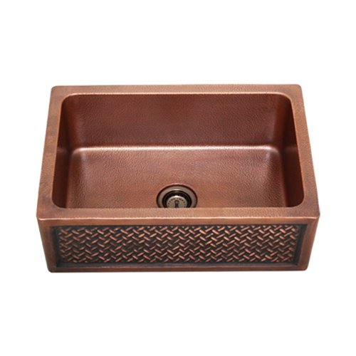Apron 16-gauge Hammered Copper Single Bowl Square Kitchen Sink
