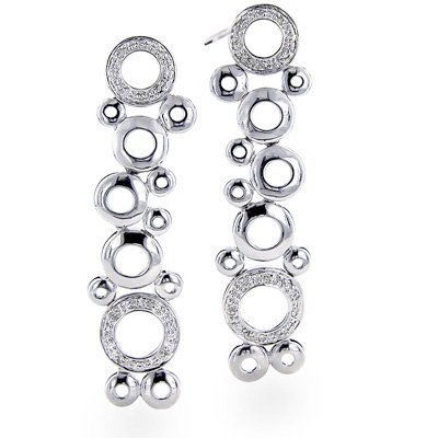 Sterling Silver & Diamond Bubble Earrings
