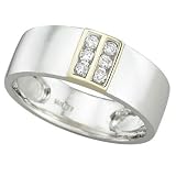 14K Two Tone Gold Men's Channel Set Round Diamond Band Ring