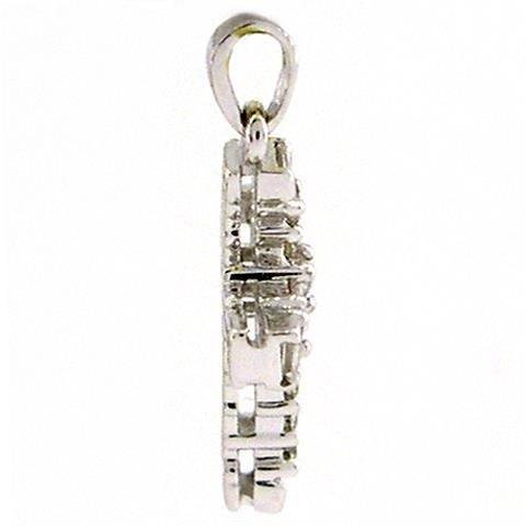 14K White Gold Diamond Cross Pendant Necklace 0.30ct
