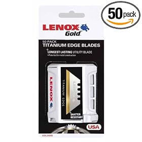Lenox 20351-GOLD50D Gold Titanium-Edge Utility Knife Blade with Dispenser, 50-Pack by Lenox