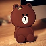 Samsung Galaxy S7 Case, TISHAA Cute Silicone Case Line TOWN 3D Cartoon Animal Soft Shockproof Back Skin Cover Quality Protective Case (Brown Bear)